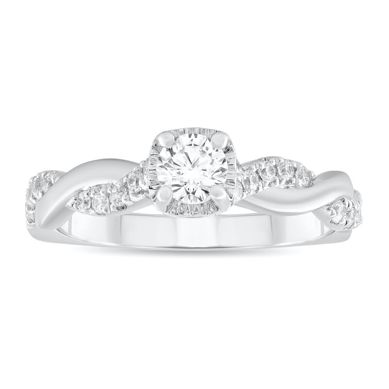 Round Diamond 1/2ctw. Twist Engagement Ring in 14k White Gold image number null